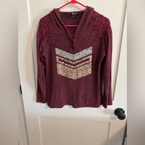 Miss Chievous Maroon Hoodie with Sequin Chevron
